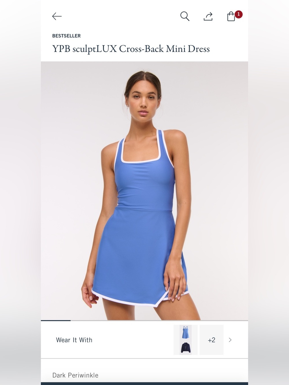 YPB Abercrombie & Fitch Cross-Back Athletic Mini Dress in Periwinkle